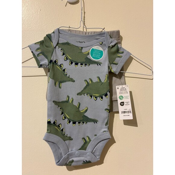 NWOT Carter's/Gerber Blue Dinosaur Bodysuit & Leggings Outfit - Newborn (NB) - Picture 1 of 3